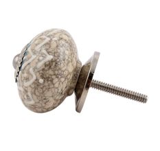 White Embossed Ceramic Crackle Cabinet Knob